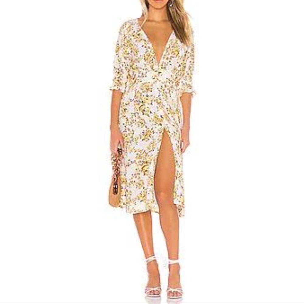 FAITHFULL THE BRAND | RAFA DRESS IN OFF WHITE GOLDIE FLORAL | Size Large